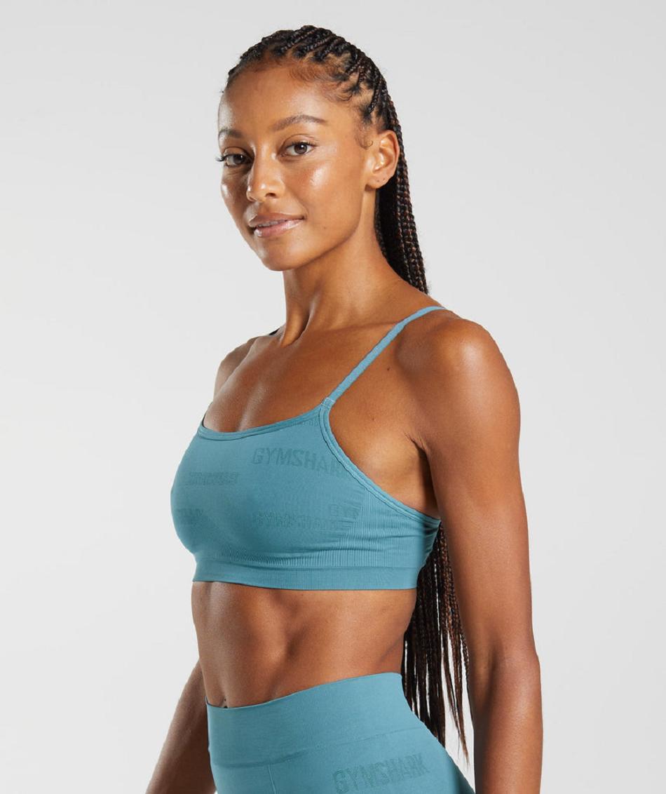 Bralette Damskie Gymshark Seamless Jacquard Niebieskie | PL 3133BEX